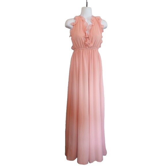 Main Strip Women's Pink Halter Front Ruffle Jumpsuit Wide Legs Size M NEW - Picture 1 of 6